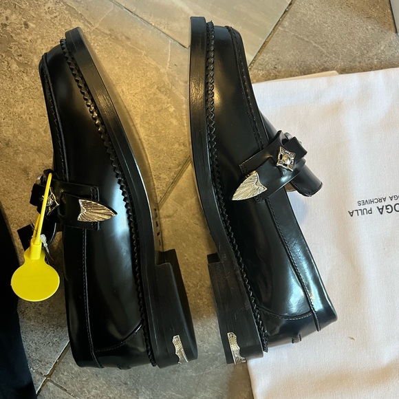 Toga Pulla Stud Embellished Round Toe Loafers IT37.5 NEW Leather - Picture 2 of 6